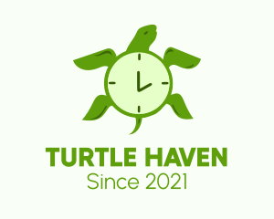 Turtle - Green Turtle Clock logo design