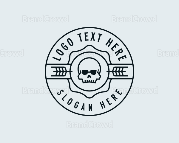Hipster Wheat Skull Logo