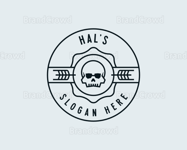 Hipster Wheat Skull Logo