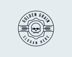 Wheat - Hipster Wheat Skull logo design