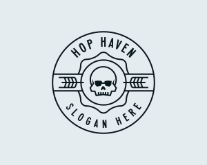 Hops - Hipster Wheat Skull logo design