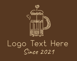 Handdrawn - French Press Coffee logo design