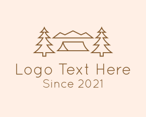 Camping Equipment - Minimal Pine Tree Campsite logo design