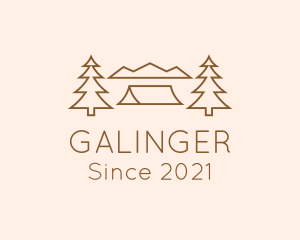 Mountaineering - Minimal Pine Tree Campsite logo design