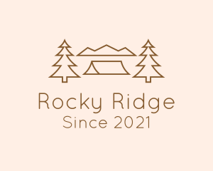 Rocky - Minimal Pine Tree Campsite logo design