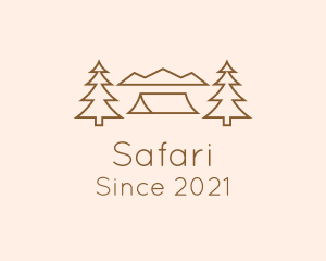 Minimal Pine Tree Campsite logo design