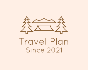 Itinerary - Minimal Pine Tree Campsite logo design