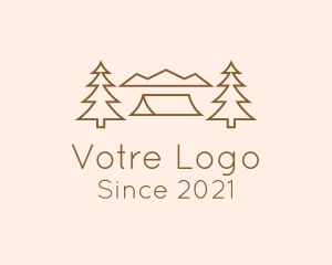 Tourism - Minimal Pine Tree Campsite logo design