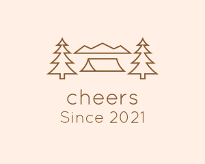 Mountain - Minimal Pine Tree Campsite logo design