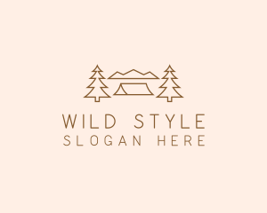 Minimal Pine Tree Campsite logo design