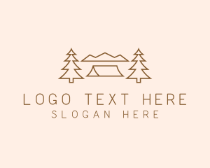 Outdoor - Minimal Pine Tree Campsite logo design