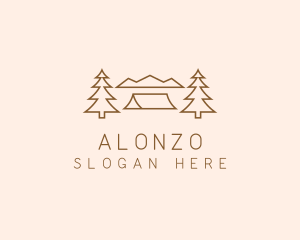 Minimal Pine Tree Campsite logo design