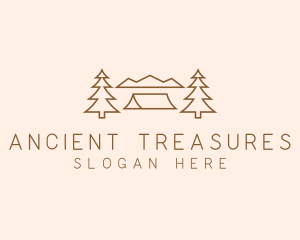 Minimal Pine Tree Campsite logo design