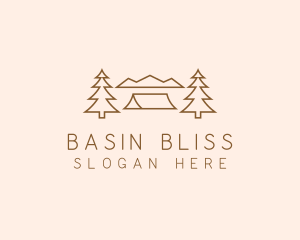 Minimal Pine Tree Campsite logo design