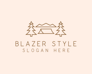 Minimal Pine Tree Campsite logo design