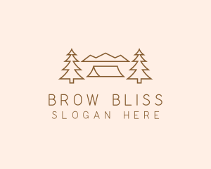 Minimal Pine Tree Campsite logo design