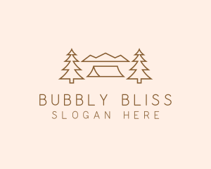 Minimal Pine Tree Campsite logo design