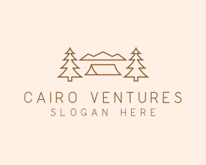 Minimal Pine Tree Campsite logo design