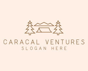 Minimal Pine Tree Campsite logo design