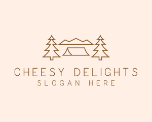 Minimal Pine Tree Campsite logo design