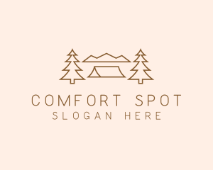 Minimal Pine Tree Campsite logo design