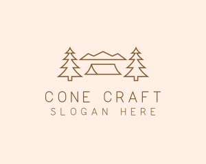 Minimal Pine Tree Campsite logo design