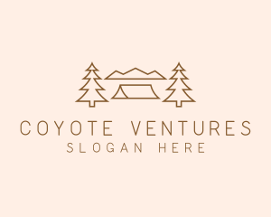 Minimal Pine Tree Campsite logo design