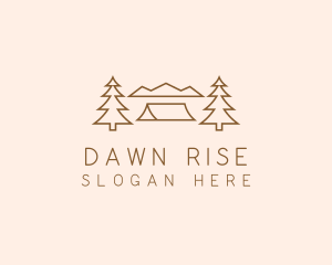 Minimal Pine Tree Campsite logo design