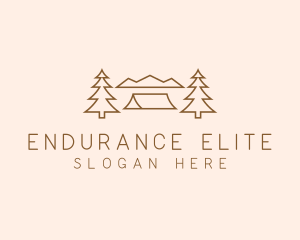 Minimal Pine Tree Campsite logo design