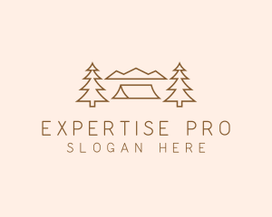 Minimal Pine Tree Campsite logo design