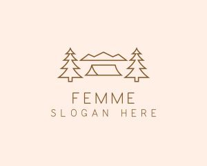 Minimal Pine Tree Campsite logo design