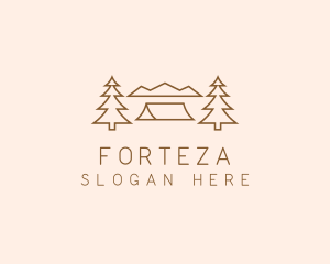 Minimal Pine Tree Campsite logo design