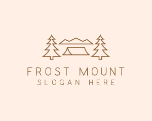 Minimal Pine Tree Campsite logo design