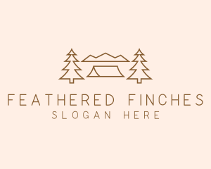 Minimal Pine Tree Campsite logo design