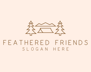 Minimal Pine Tree Campsite logo design