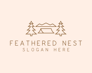 Minimal Pine Tree Campsite logo design