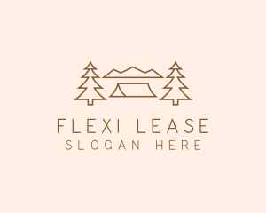 Minimal Pine Tree Campsite logo design