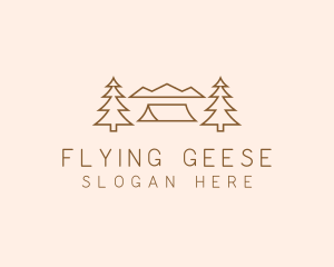 Minimal Pine Tree Campsite logo design