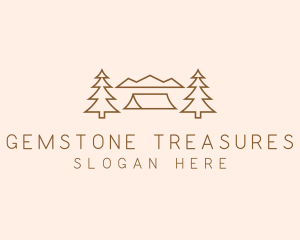 Minimal Pine Tree Campsite logo design