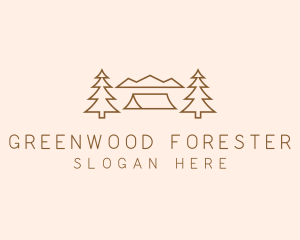 Minimal Pine Tree Campsite logo design