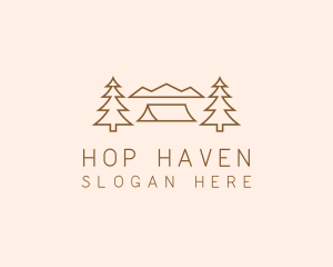 Minimal Pine Tree Campsite logo design