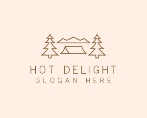 Minimal Pine Tree Campsite logo design