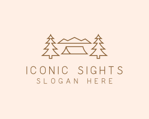 Minimal Pine Tree Campsite logo design