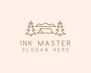 Minimal Pine Tree Campsite logo design