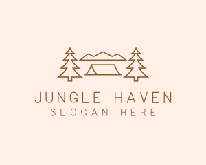 Minimal Pine Tree Campsite logo design