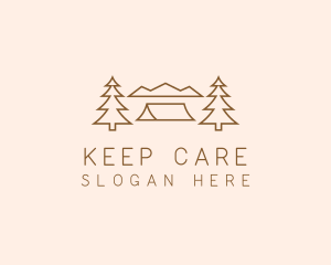 Minimal Pine Tree Campsite logo design