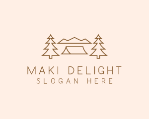 Minimal Pine Tree Campsite logo design