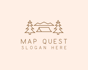 Minimal Pine Tree Campsite logo design