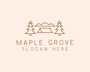 Minimal Pine Tree Campsite logo design