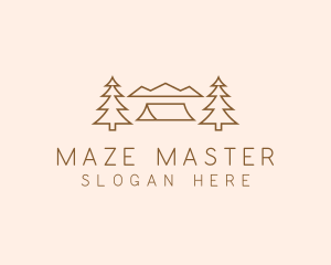 Minimal Pine Tree Campsite logo design